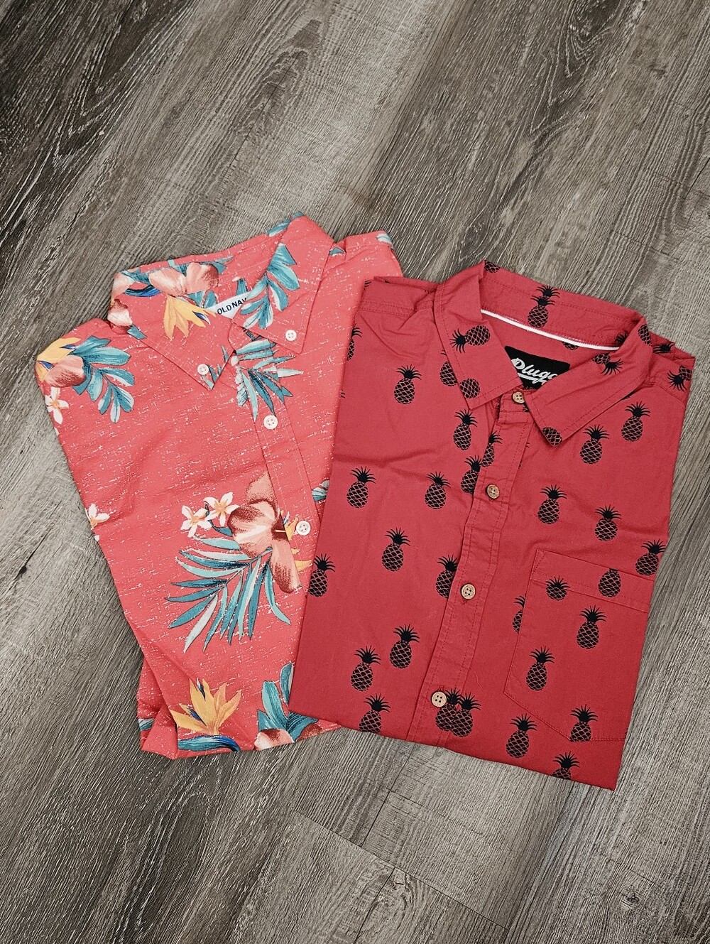 Bundle(2) Short Sleeve Tropical Resort Mens Shirt Old Navy, Plugg Size Medium
